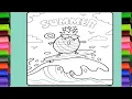 Summer Beach Surfing Coloring Easy Drawing Coloring Pages with Ridha