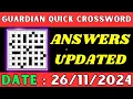 Guardian Quick Crossword Answers Today November 26 Solved Quick crossword No 17023