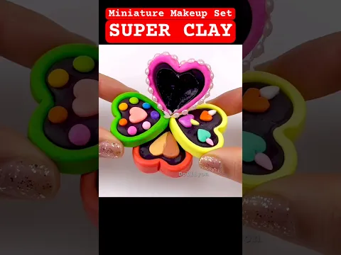 DIY Miniature Makeup Set using Super Clay! 💄🌟| Tiny Eyeshadow Palette | Air Dry Clay Craft