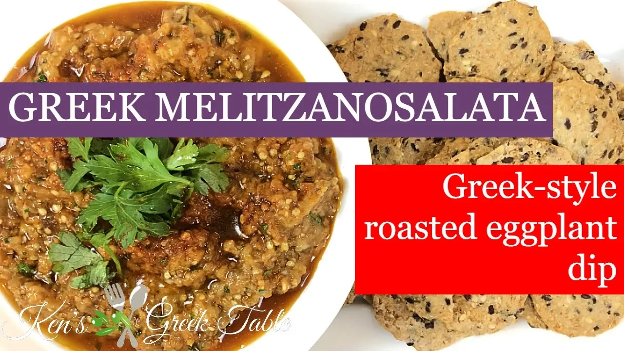 MELITZANOSALATA - Greek Roasted Eggplant Dip - Greek-Style Baba Ganoush