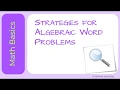 Strategies for Algebraic Word Problems