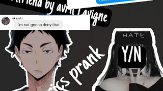 Haikyuu// Akaashi x Y/N// Girlfriend by Avril Lavigne //lyrics prank