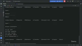 Banking Application in Java Console Based Application Demo