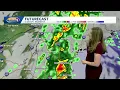 Storm chances overnight cooler Monday ahead