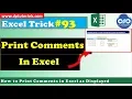 How To Print Comments In Excel As Displayed Excel Tips Tricks dptutorials