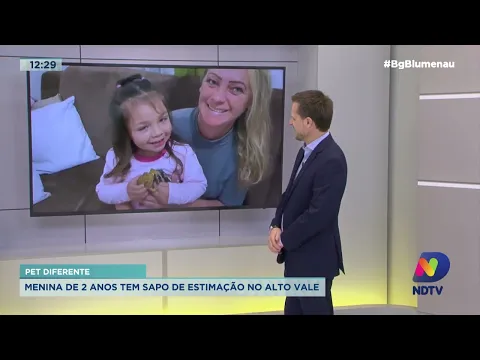 Pet diferente: menina de 2 anos tem sapo de estimação no Alto Vale