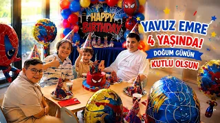 Yavuz Emre 4 yaşında.Sürpriz doğum günü partisi.Spiderman pastası.