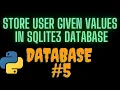 How to store User Given Values in Sqlite3 database using Python in Hindi