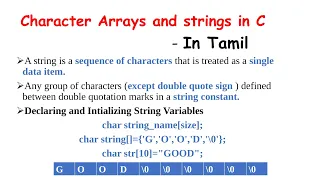 Character Arrays and Strings in C programming in Tamil Strings in C