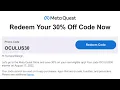 30 OFF Discount Code for Oculus Store Meta Quest Oculus Quest