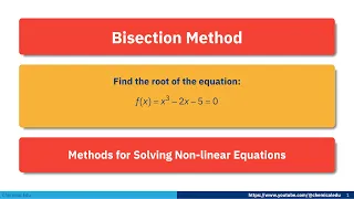 Bisection Method for Solving Nonlinear Equations Root finding Interval Halving