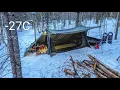 Surviving - 27 Solo WINTER CAMPING in Canvas HOT TENT