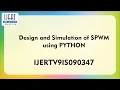 Design and Simulation of SPWM using PYTHON