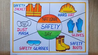 National Safety Day Drawing easy 4th March Safety Day Poster Drawing Safety First drawing