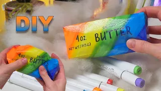 How to Make a Viral Rainbow Butter Squishy at Home 🌈 🧈 Squishy DIY with Me