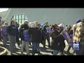 Stop Shop union workers hold signs shout demands outside Chicopee store