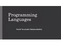 Introduction to Computer Programming 2 Programming Languages