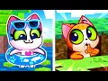 Lagu Secret Rooms in Minecraft Cartoon | Minecraft Color Challenge | Purr-Purr Stories
