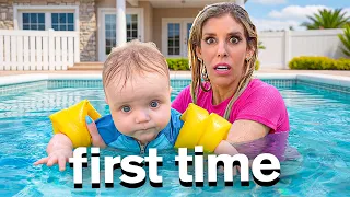 Our Baby Goes Swimming For First Time emotional
