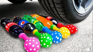 Crushing Experiments! &Car vs Crunchy Rainbow Giant Sline Balloons & Soft Things By Car