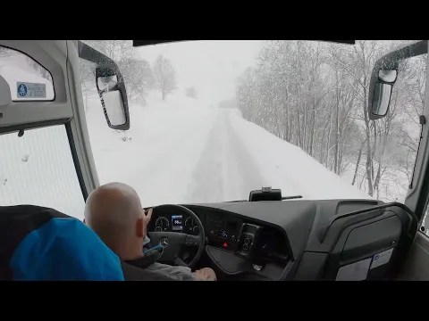 Download MP3 Bus drive in the Alps, snow season,  4K