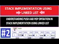 stack data structure stack implementation using linked list push and pop operation part 2