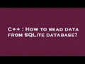 C How to read data from SQLite database