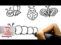 Insect and Farm Animal Coloring Page for Kids - Drawing and Coloring Cute Insect 9