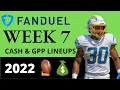 NFL FanDuel Week 7 Cash GPP Lineups NFL DFS Strategy