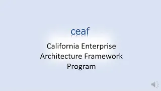 CA Enterprise Architecture Framework Program Overview