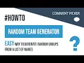 Random Team Generator - Generate random groups teams from a list of names EASY