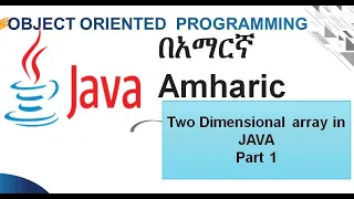 Two Dimensional Arrays in Java Amharic