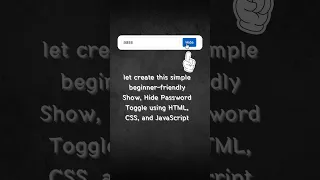 Password Toggle using HTML CSS JavaScript Beginner Friendly Project