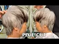 Soft Short Pixie Haircut Tutorial for Grey Hair ELegant Textured Layered Short Cutting Techniques