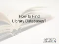 CUA Libraries How to Find Library Databases
