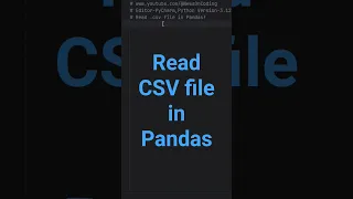 How to Read a CSV file into a Pandas DataFrame Pandas Tutorial for Beginners