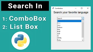 How To Create a Search-able tkinter Combo Box Tkinter and Python How To Create ComboBox