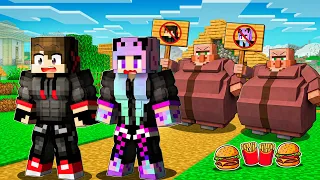 FAT VILLAGERS KICK us OUT of the VILLAGE in Minecraft!