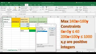 Excel How to solve Integer Programming in excel using excel solver - LP-OR