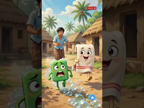 🧼🏃‍♂️ “शरारती साबुन और शरारती तौलिया” #shorts #hindikahanian #funnystory