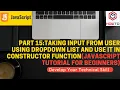 Part 15 Taking input from user using DropDown List and use it in constructor function JavaScript