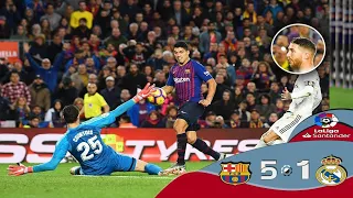 مباراة كلاسيكو برشلونة و ريال مدريد 5 1 دوري الاسباني 2018 بتعليق عصام الشوالي 