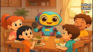 مفاجأة أغنية درس أداب الطعام الروبوت الذكي يغني مع الأطفال أغينة عن أداب الطعام إعداد جيهان سمير 