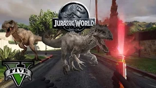 gta v jurassic world t rex attack
