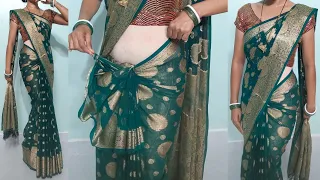 Easy saree draping tutorial  for beginners | how to wear perfect fitting saree look slim and tall