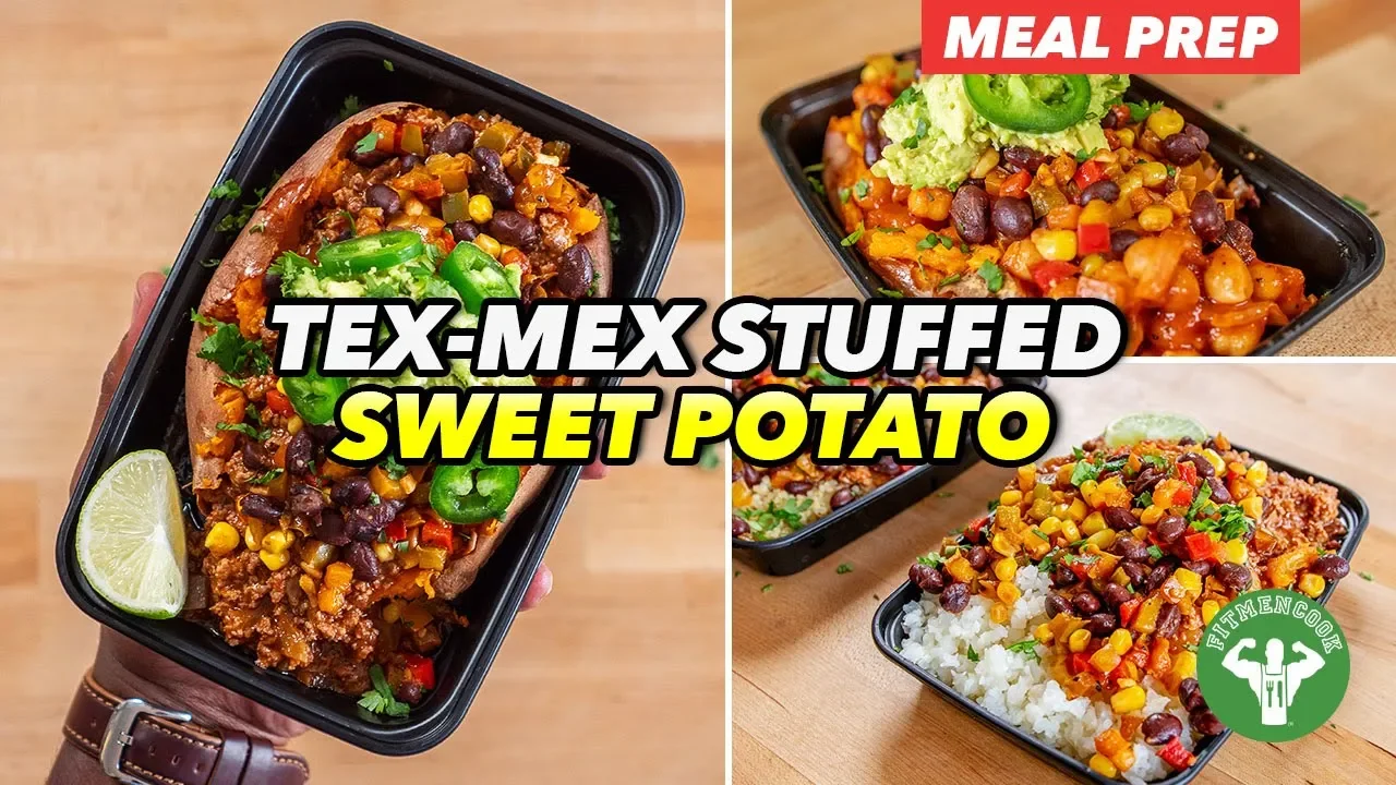 Meal Prep 2 Ways - Tex Mex Stuffed Sweet Potato for Meat Lovers & Vegans