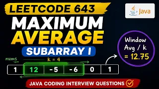 LeetCode 643 Maximum Average Subarray I Java basics beginners
