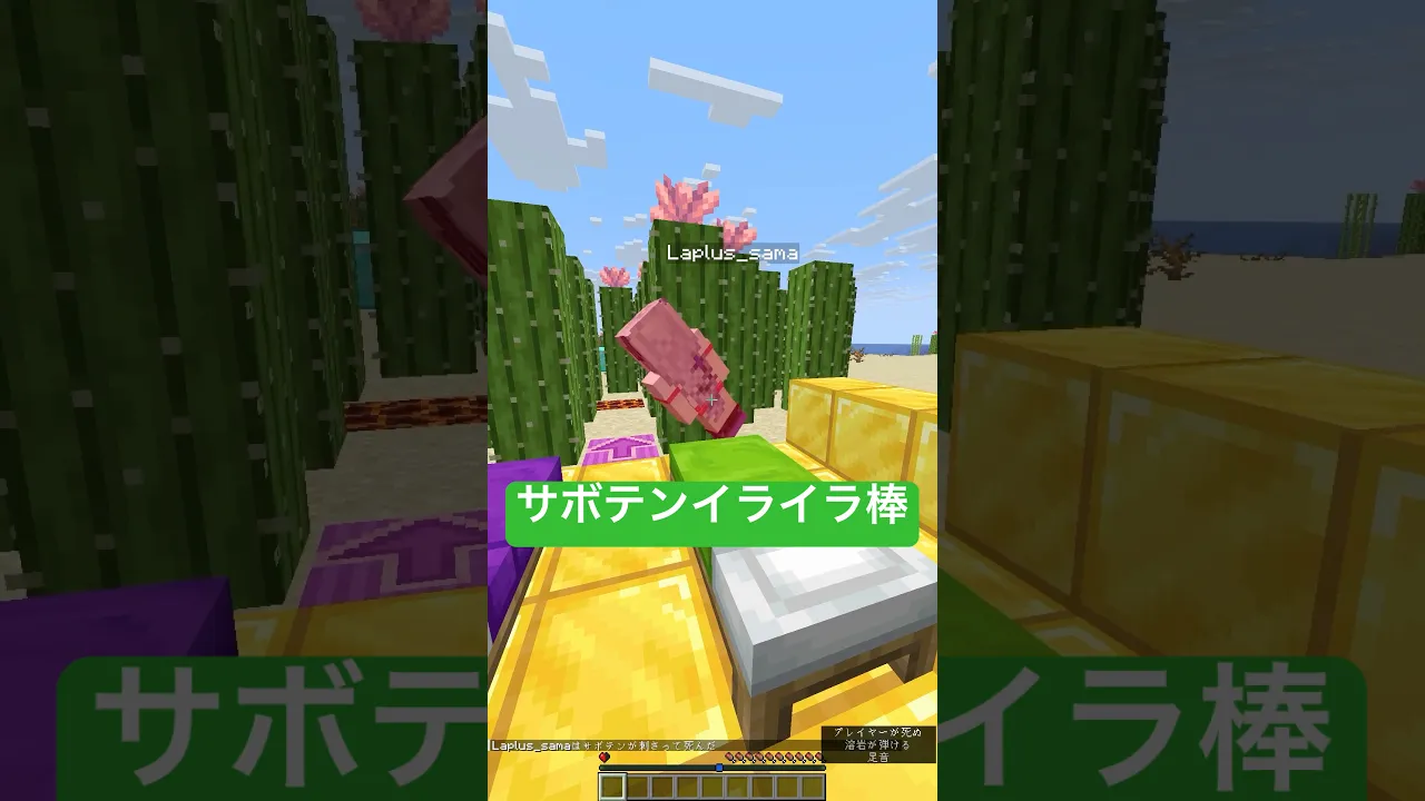体力0.5💀サボテンイライラ棒🌵#shorts #マイクラ #マインクラフト #いろはス
