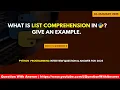 what is list comprehension give an example day 6 python interview question for 2025 04 January
