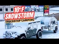 Camping at a Love’s Truck Stop During a Snowstorm | Teardrop Camping with My Dog 10°F